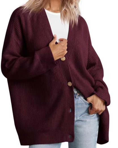 Cárdigan largo oversize de mujer con diseño de líneas – CATERINA
