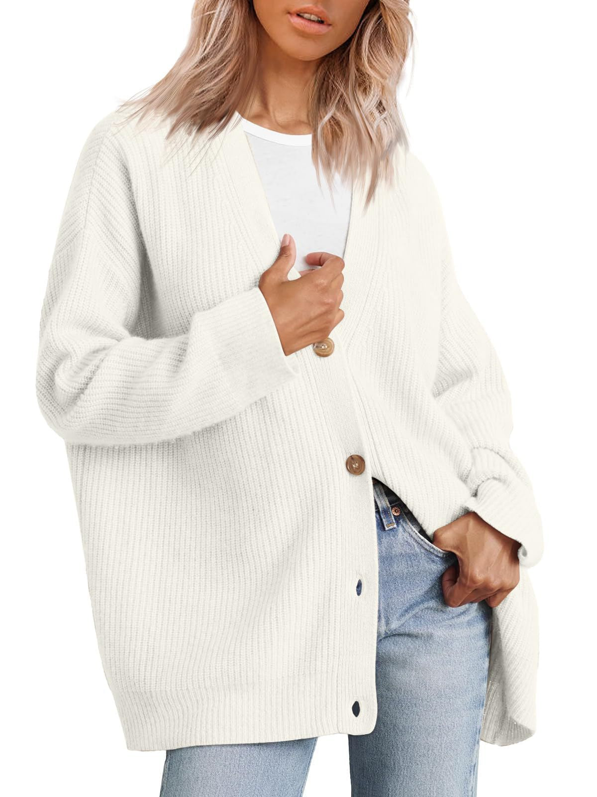 Cárdigan largo oversize de mujer con diseño de líneas – CATERINA