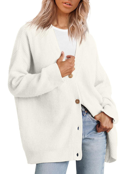 Cárdigan largo oversize de mujer con diseño de líneas – CATERINA