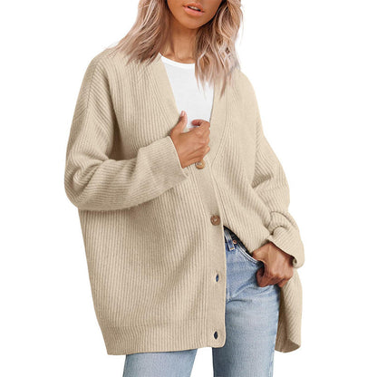 Cárdigan largo oversize de mujer con diseño de líneas – CATERINA