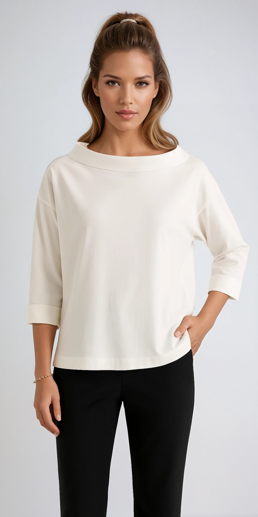 CROVELIA – Camiseta cropped de mujer con manga corta y cuello redondo