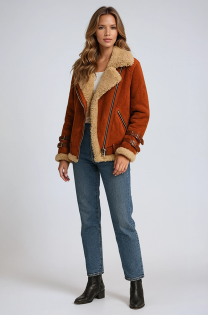 Chaqueta de invierno para mujer con forro de peluche y cremallera – ROSELIA