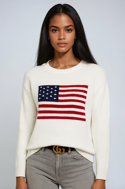 Jersey de mujer de punto con diseño de bandera – ELLARA