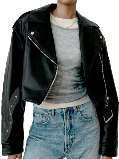 Chaqueta clásica de mujer en piel sintética con diseño elegante – CLAUDIA