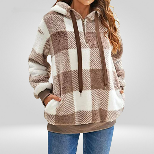 Sudadera clásica de mujer con media cremallera y capucha – DANIELA