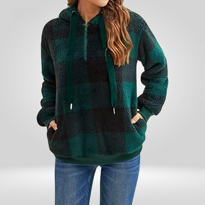 Sudadera clásica de mujer con media cremallera y capucha – DANIELA