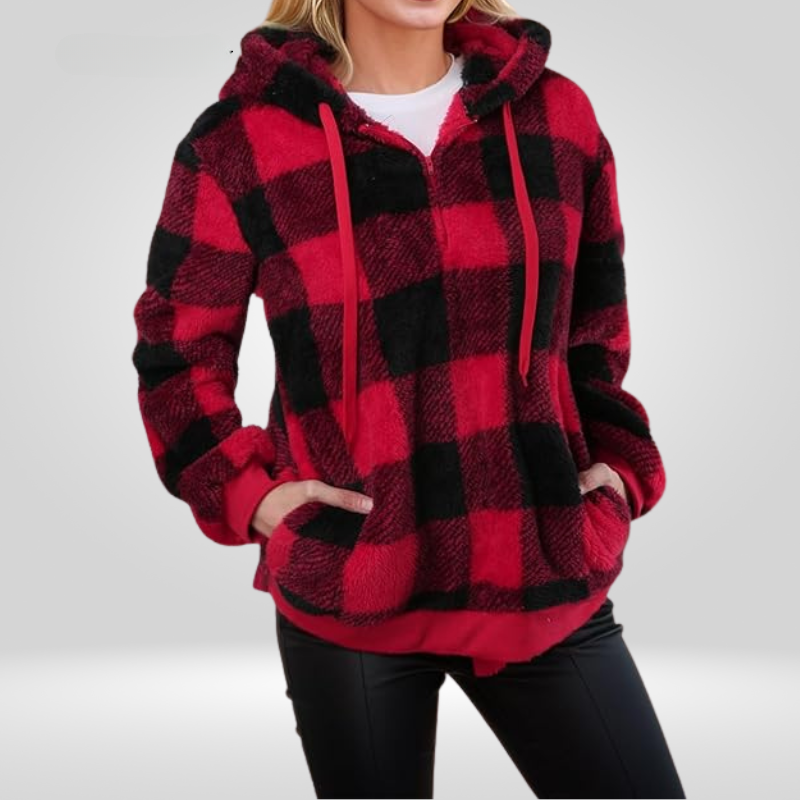 Sudadera clásica de mujer con media cremallera y capucha – DANIELA