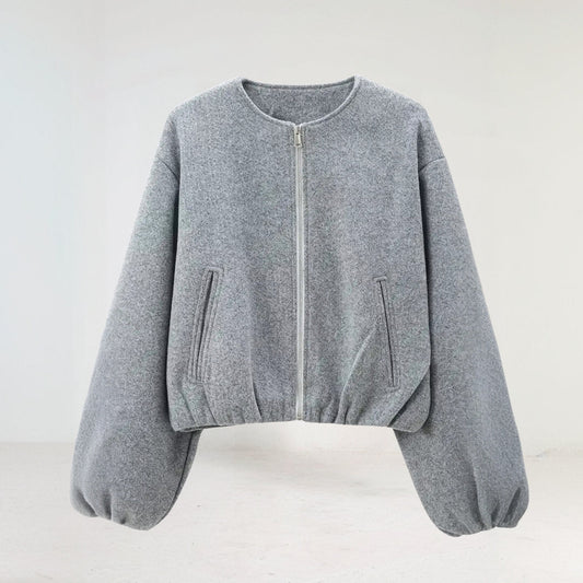 Chaqueta corta de mujer con mangas abullonadas – DELFINA