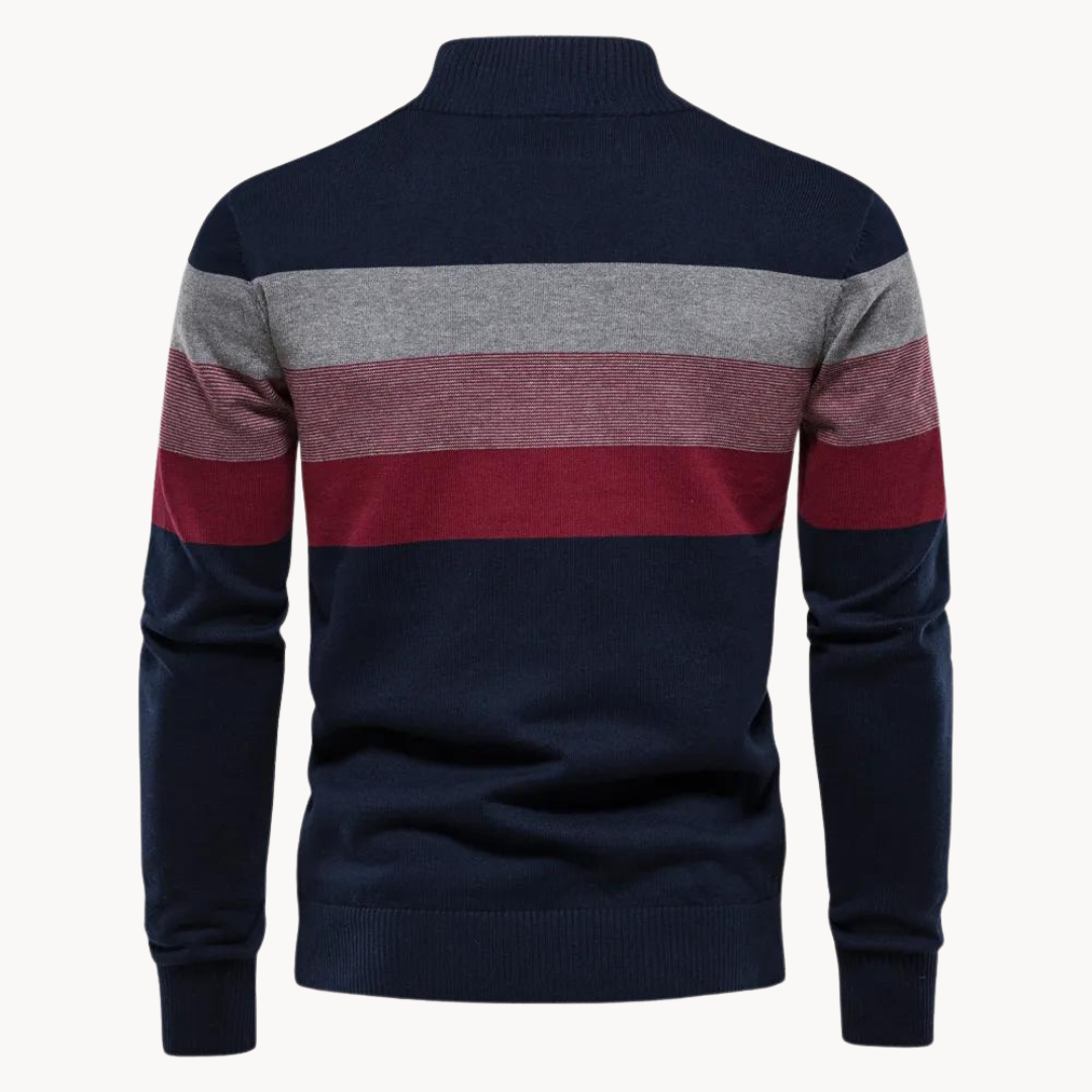 Jersey de hombre con cremallera corta y diseño de rayas – TREVOR