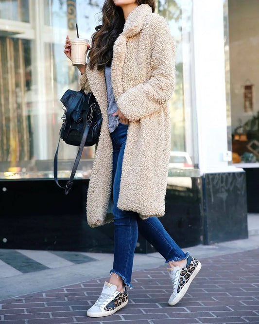 Abrigo polar largo de invierno para mujer con estilo elegante – FEDERICA