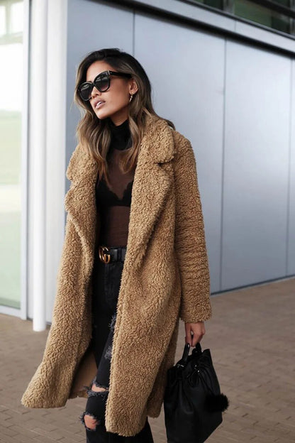 Abrigo polar largo de invierno para mujer con estilo elegante – FEDERICA