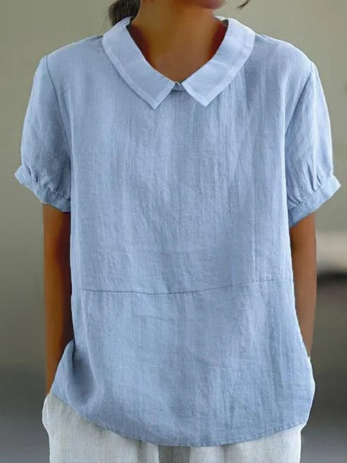 Blusa ligera con cuello redondo y manga corta para mujer – NOA