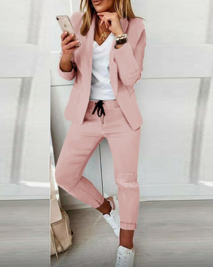 Conjunto casual de blazer y joggers para mujer – ARIANE