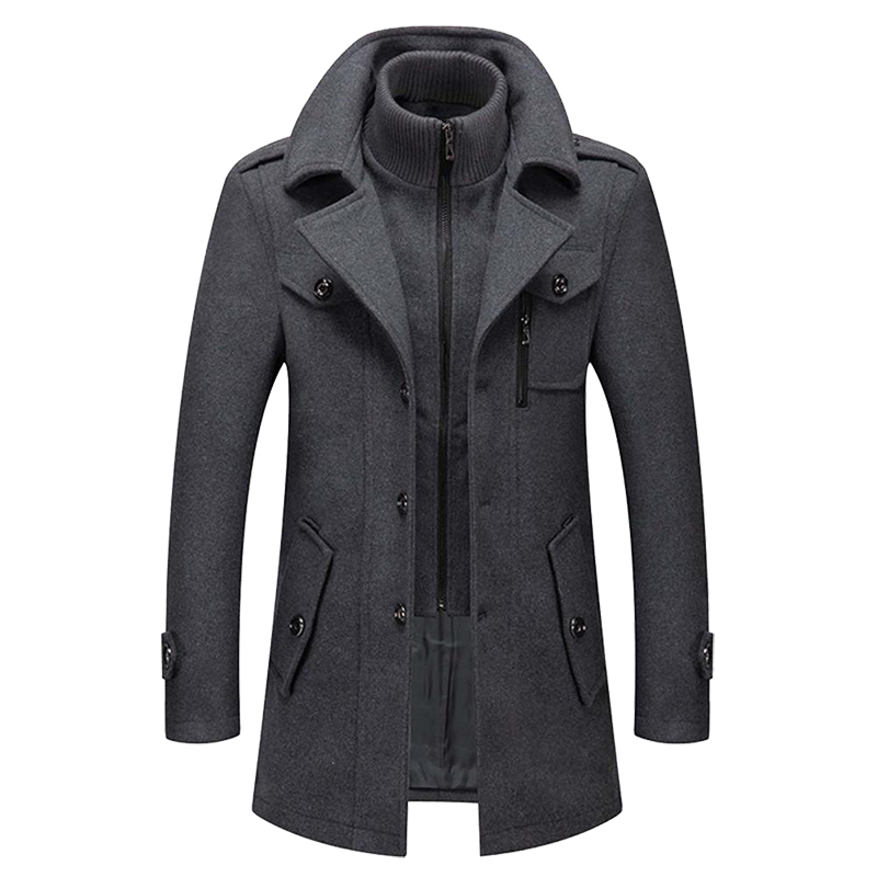 Abrigo largo de invierno para hombre con cuello alto y cierre de botones – LORENZO