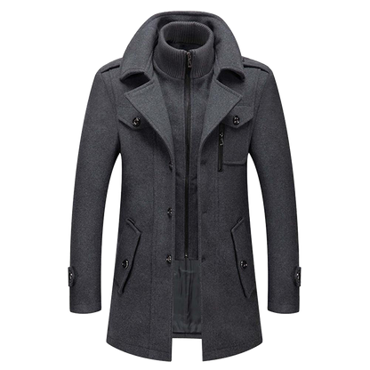 Abrigo largo de invierno para hombre con cuello alto y cierre de botones – LORENZO