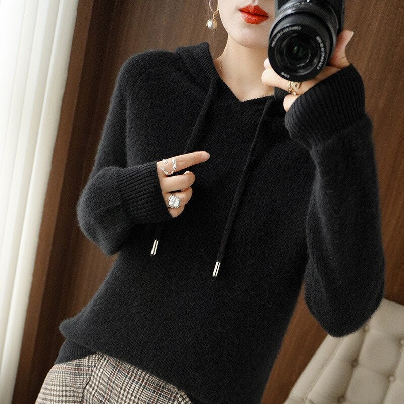 Sudadera básica con capucha y mangas largas para mujer – JENNIFER