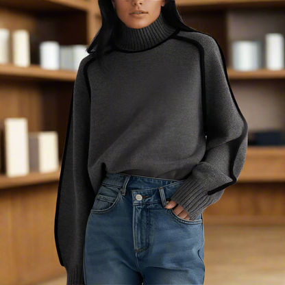 Jersey de punto suelto con cuello alto y estilo acogedor – NÉORA