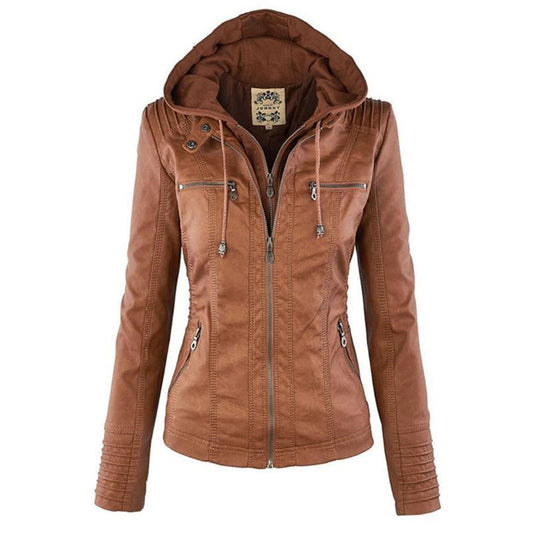 Chaqueta moderna de mujer con cremallera y capucha – LENA