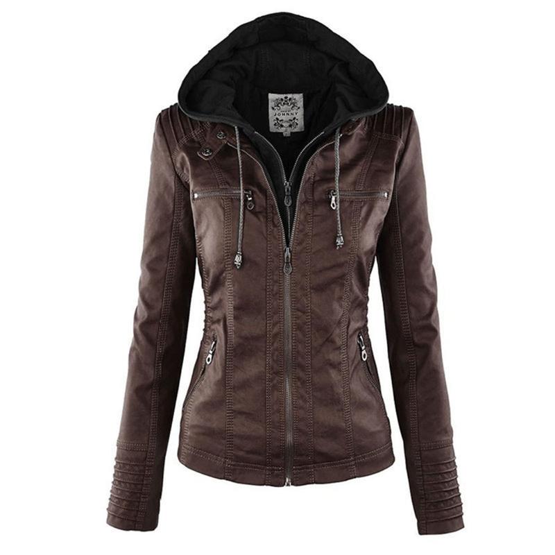 Chaqueta moderna de mujer con cremallera y capucha – LENA