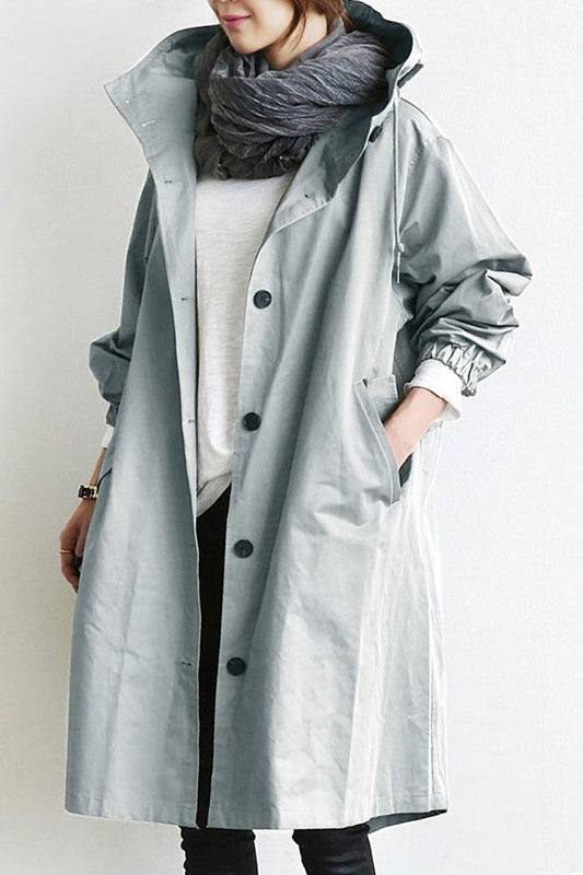 Trench impermeable elegante con capucha para mujer – SOFÍA
