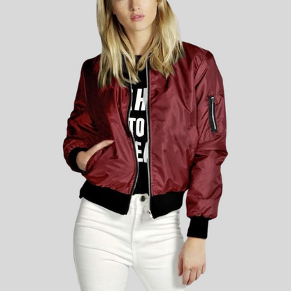 Cazadora bomber elegante de mujer en efecto cuero – LORENZA