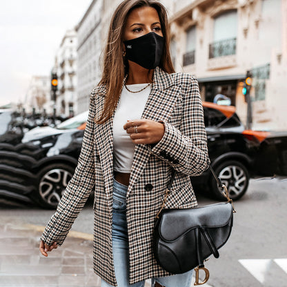 Blazer a cuadros con corte entallado y estilo clásico – LUMÉRA