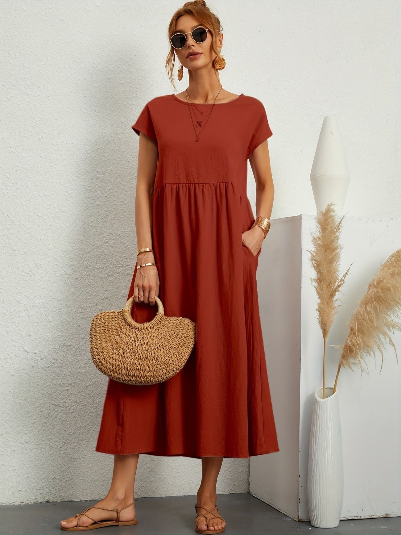 Vestido de lino elegante para mujer con corte relajado – GRETA