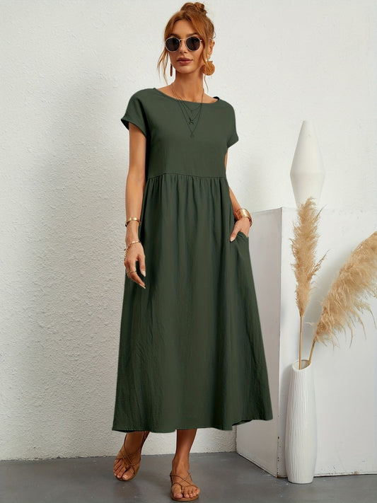 Vestido de lino elegante para mujer con corte relajado – GRETA