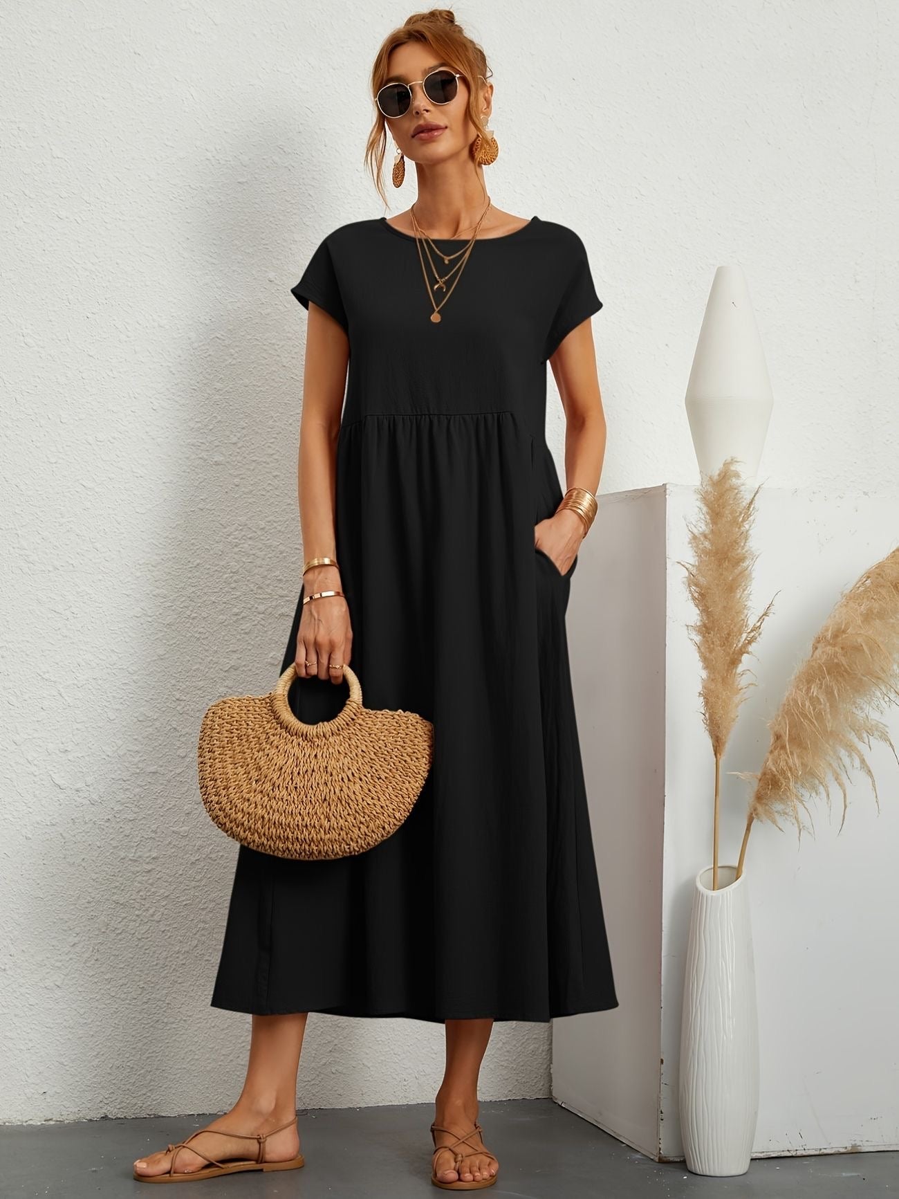 Vestido de lino elegante para mujer con corte relajado – GRETA