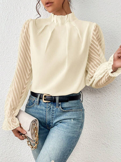 Blusa elegante para mujer con mangas transparentes – SYLVIA