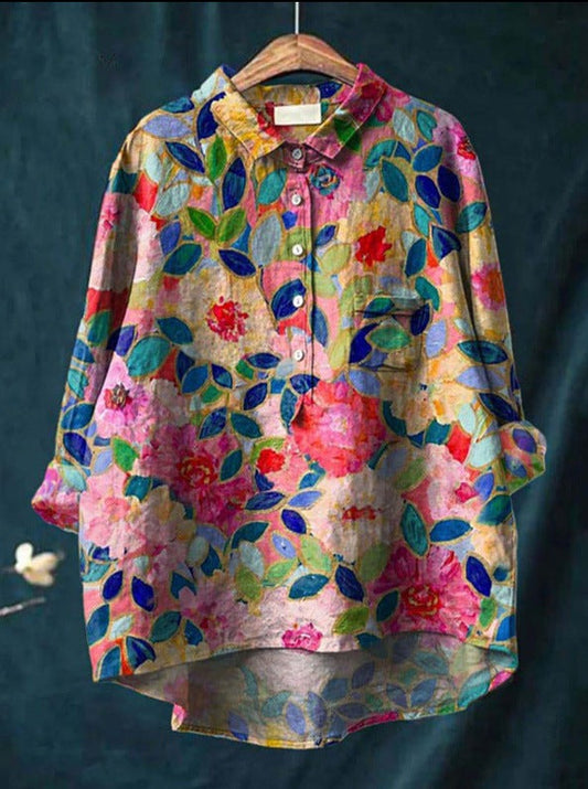 Blusa fluida con estampado floral colorido para mujer – ROSÉLIA