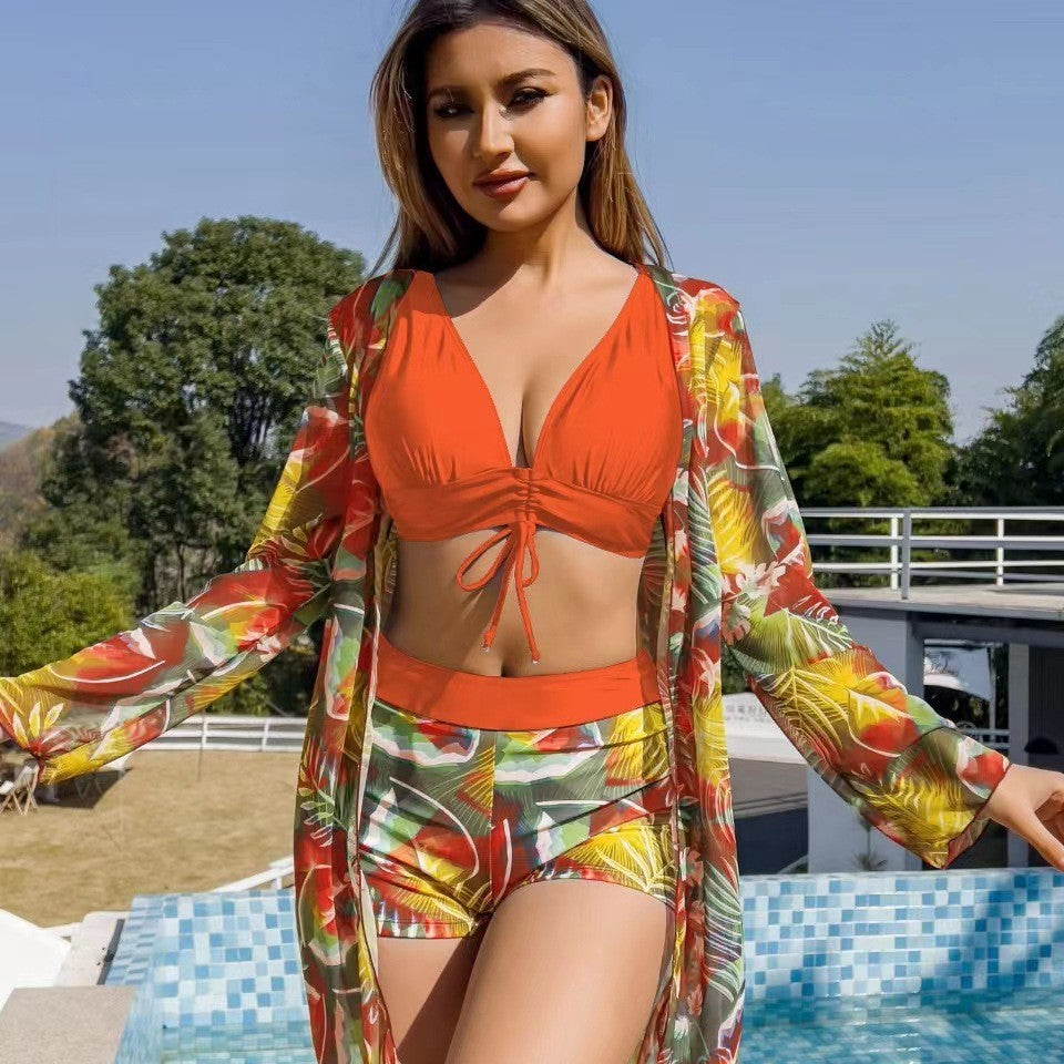 Conjunto de baño 3 piezas para mujer con top, short y cover-up – SYBILLE