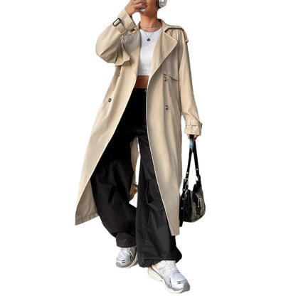 Abrigo trench elegante de mujer con doble botonadura – ELISSIA