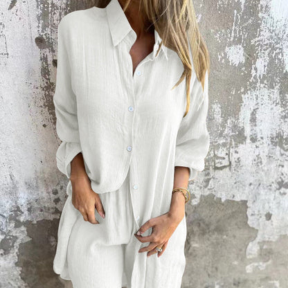 Conjunto veraniego de dos piezas con blusa y shorts cómodos – LONYA