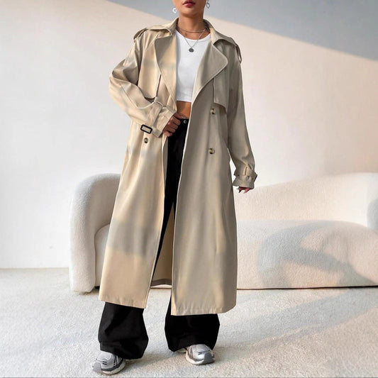 Abrigo trench elegante de mujer con doble botonadura – ELISSIA