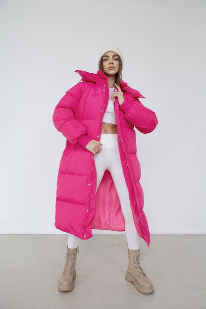 Abrigo largo acolchado oversize para mujer con capucha – VELANNA
