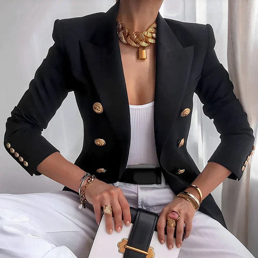 Americana formal de doble botonadura con puños abotonados – MIRELLE