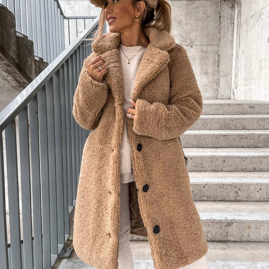Abrigo teddy largo y elegante para mujer – OLIVIA