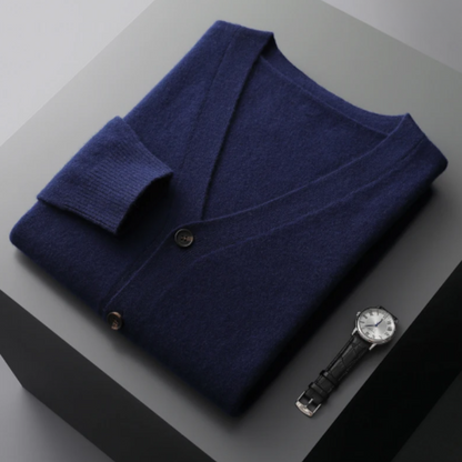 Cárdigan de punto para hombre con cuello en V y botones – MONTARO