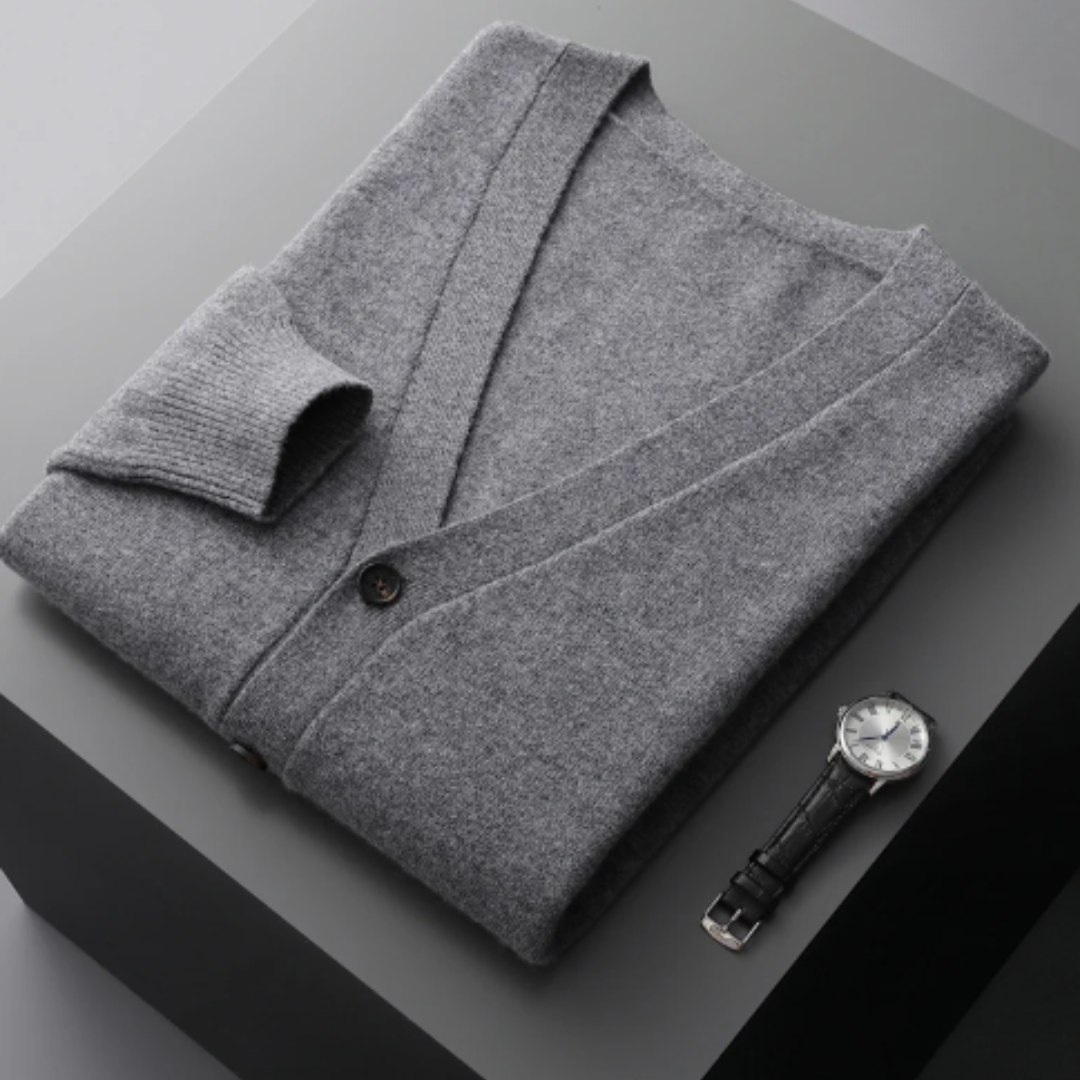 Cárdigan de punto para hombre con cuello en V y botones – MONTARO