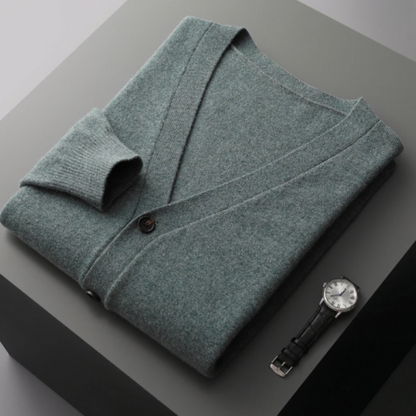 Cárdigan de punto para hombre con cuello en V y botones – MONTARO
