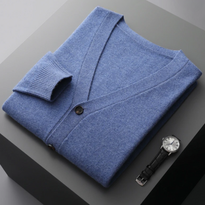 Cárdigan de punto para hombre con cuello en V y botones – MONTARO