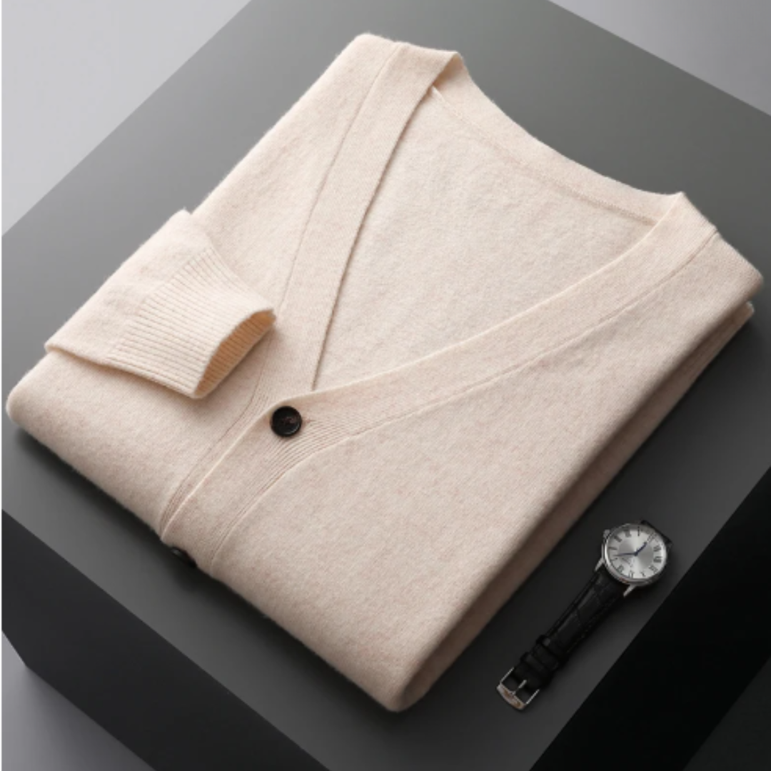 Cárdigan de punto para hombre con cuello en V y botones – MONTARO