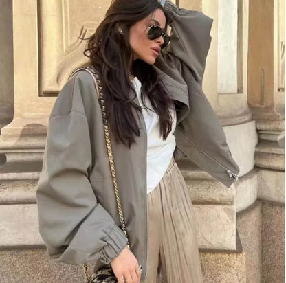 Cazadora bomber oversize de mujer con cremallera – ZAYRA