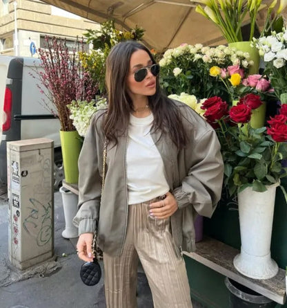 Cazadora bomber oversize de mujer con cremallera – ZAYRA