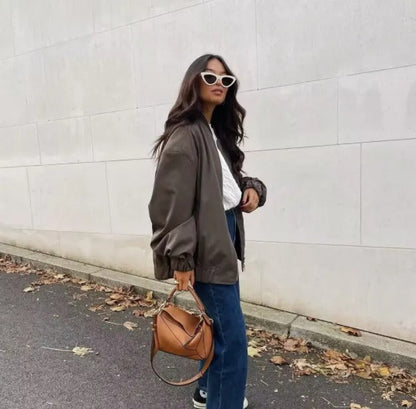 Cazadora bomber oversize de mujer con cremallera – ZAYRA