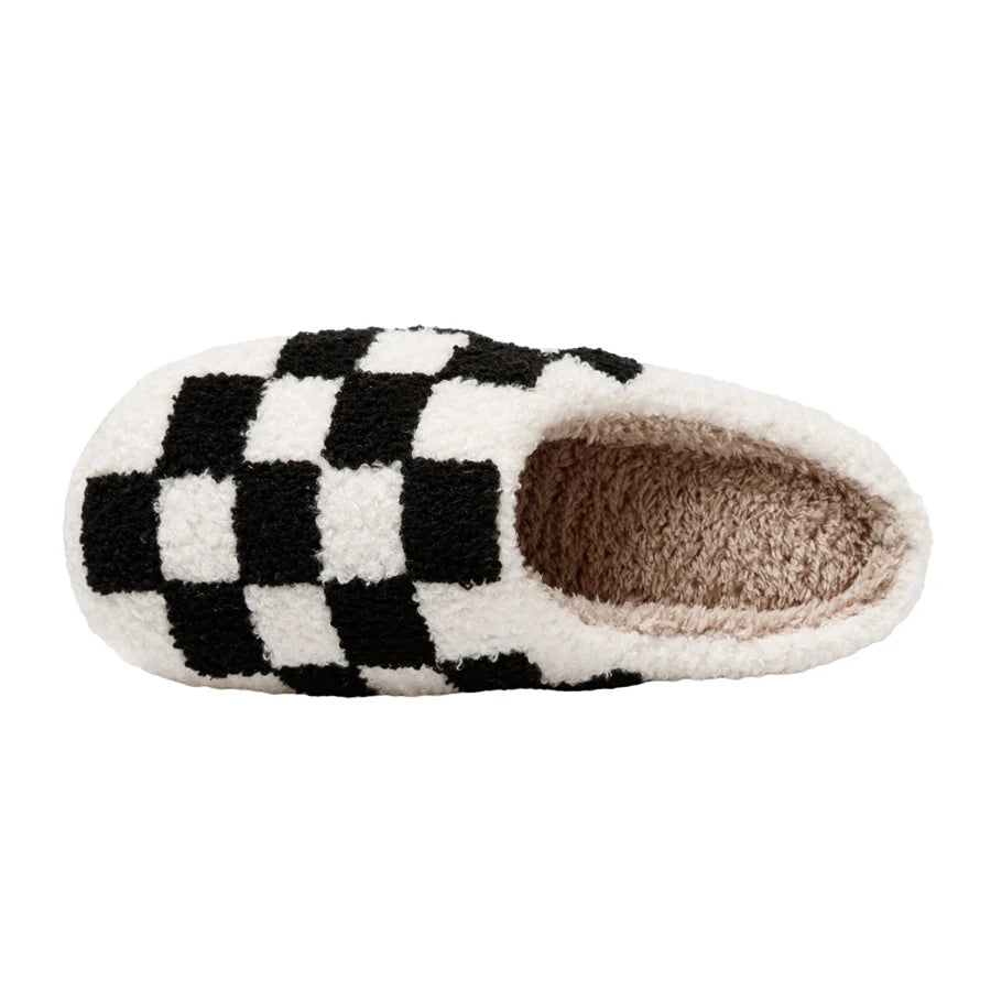 Zapatillas de casa para mujer en forro polar con estampado de cuadros – LUDOVICA