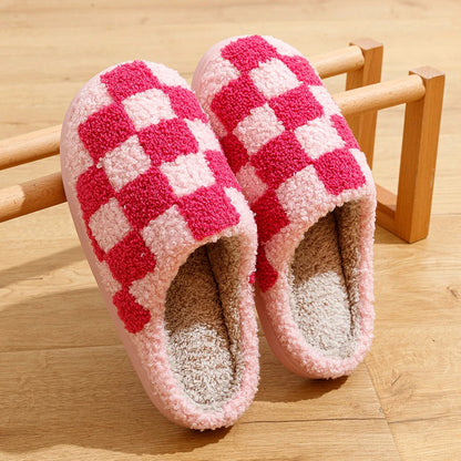 Zapatillas de casa para mujer en forro polar con estampado de cuadros – LUDOVICA