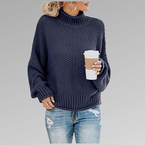 Jersey de punto para mujer con cuello alto estructurado – DELFINA