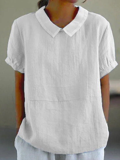 Blusa ligera con cuello redondo y manga corta para mujer – NOA